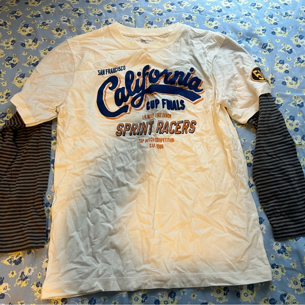 Gap Boys Cotton California Kids Long Sleeve Shirt - White and Black